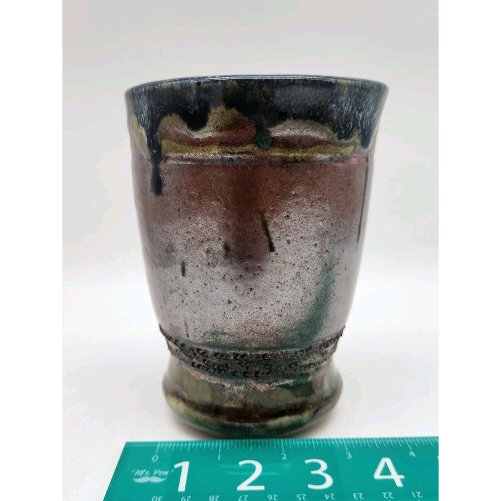 Arizona Native American Raku Pottery Splatter Interior. Signed By Artist 5" Tall